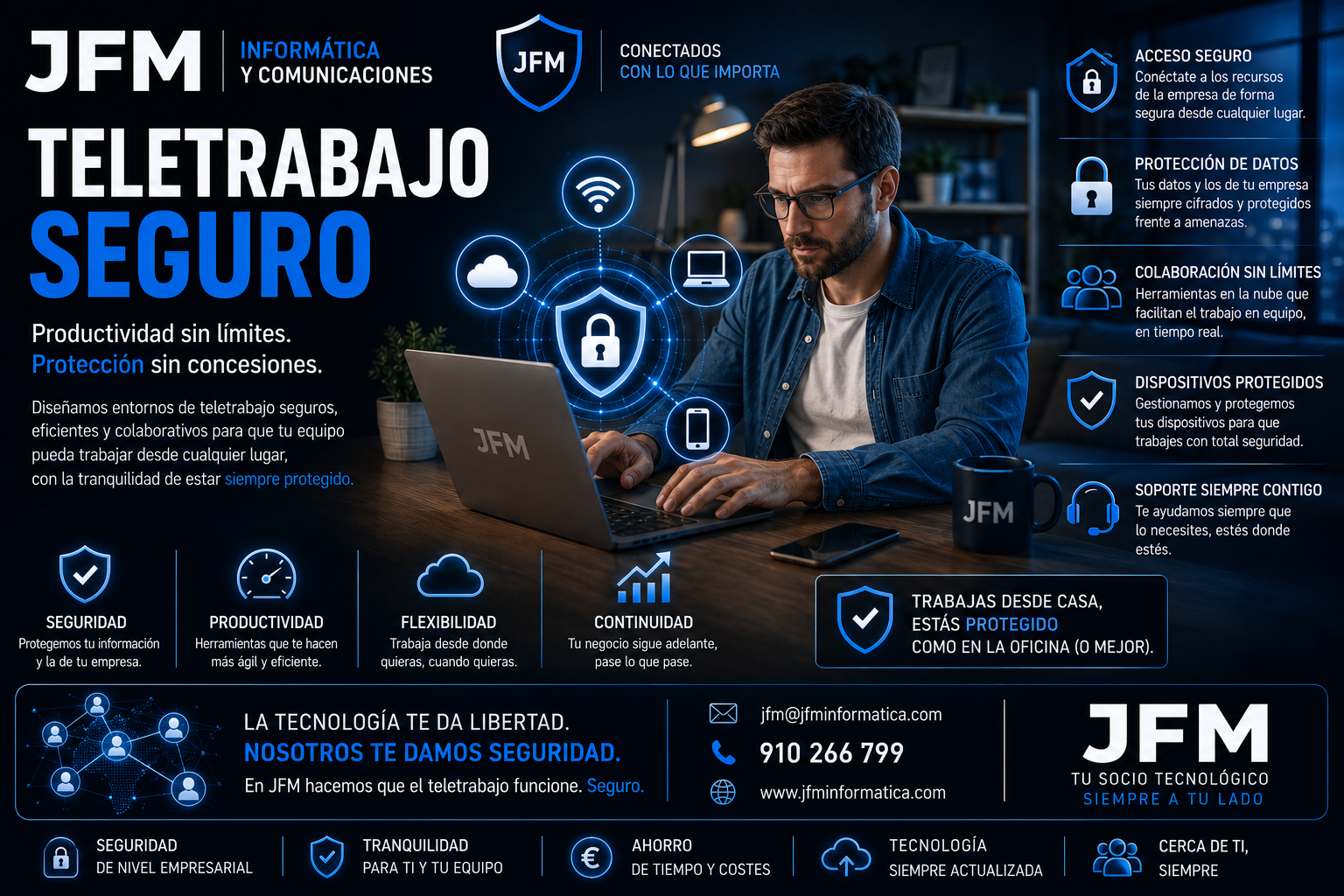 Teletrabajo seguro: acceso remoto protegido - JFM Informática